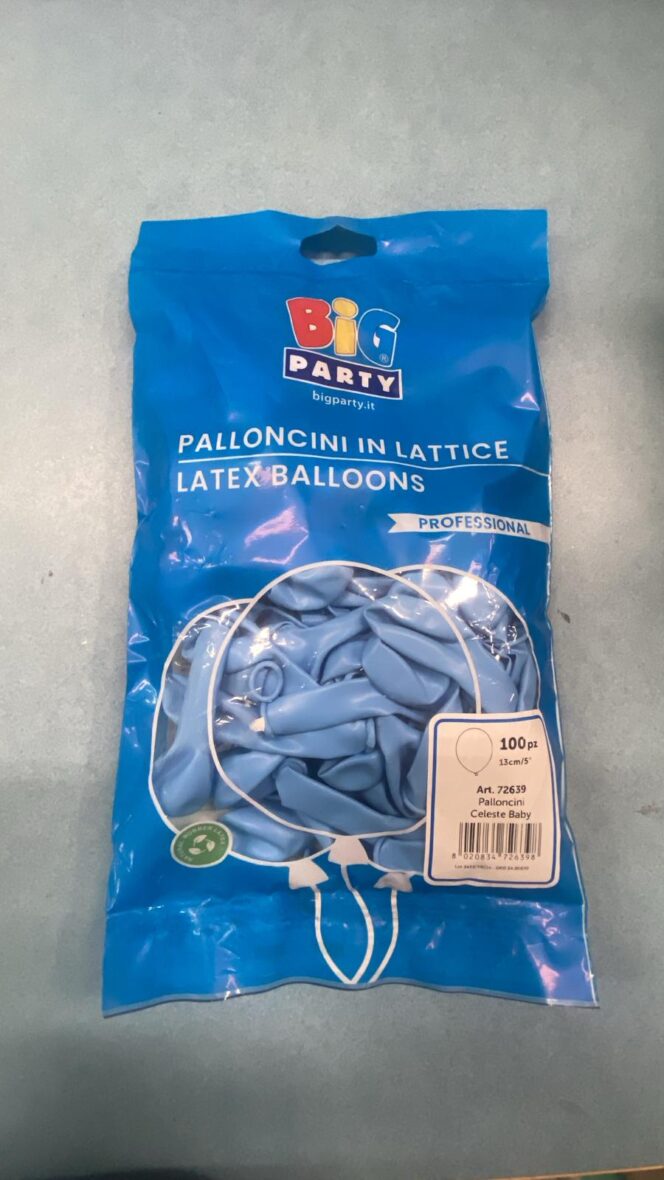 BUSTA PALLONCINI 5″13CM CELESTE BABY
